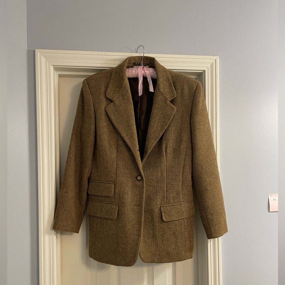 Herringbone Tan/Brown Wool Blazer